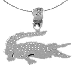 Sterling Silver Aligator Pendant (Rhodium or Yellow Gold-plated)