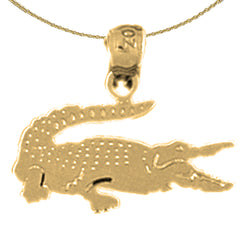 Sterling Silver Aligator Pendant (Rhodium or Yellow Gold-plated)