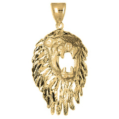 Yellow Gold-plated Silver Lion Head Pendant