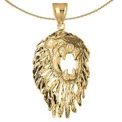 Löwenkopf-Anhänger aus Sterlingsilber (rhodiniert oder gelbvergoldet)