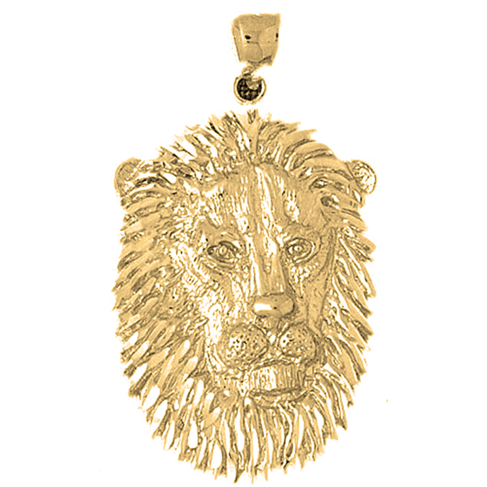 Yellow Gold-plated Silver Lion Head Pendant