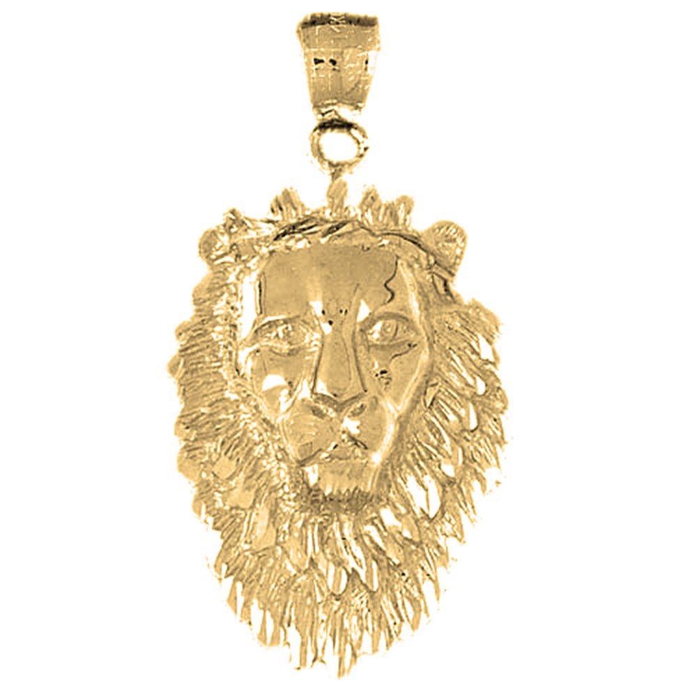 Yellow Gold-plated Silver Lion Head Pendant