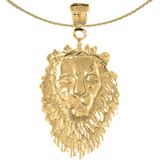 Sterling Silver Lion Head Pendant (Rhodium or Yellow Gold-plated)