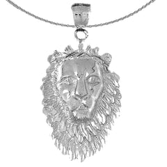 Sterling Silver Lion Head Pendant (Rhodium or Yellow Gold-plated)