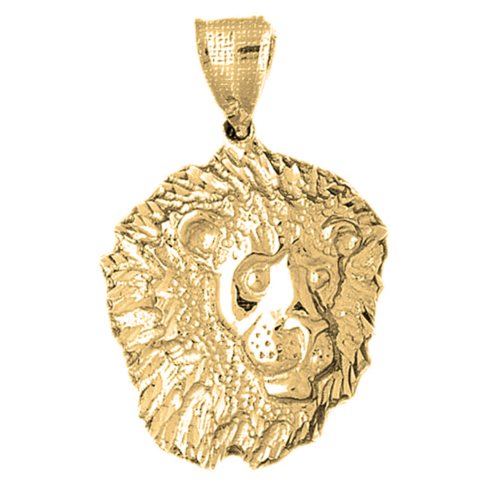 Yellow Gold-plated Silver Lion Head Pendant