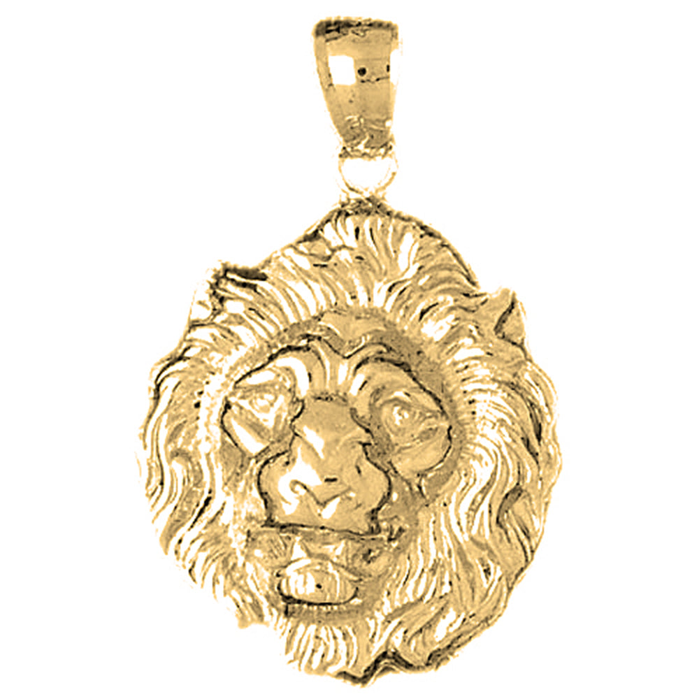 Yellow Gold-plated Silver Lion Head Pendant