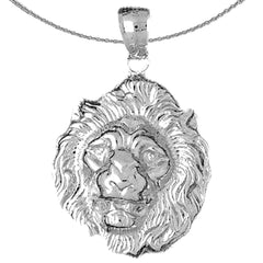 Sterling Silver Lion Head Pendant (Rhodium or Yellow Gold-plated)