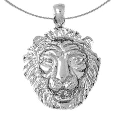 Sterling Silver Lion Head Pendant (Rhodium or Yellow Gold-plated)
