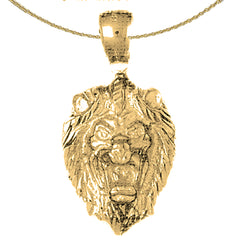 Sterling Silver Lion Head Pendant (Rhodium or Yellow Gold-plated)