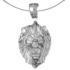Sterling Silver Lion Head Pendant (Rhodium or Yellow Gold-plated)