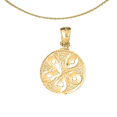 Sterling Silver Sand Dollar Pendant (Rhodium or Yellow Gold-plated)