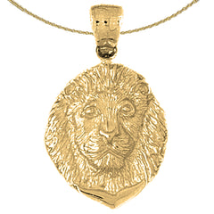 Sterling Silver Lion Head Pendant (Rhodium or Yellow Gold-plated)