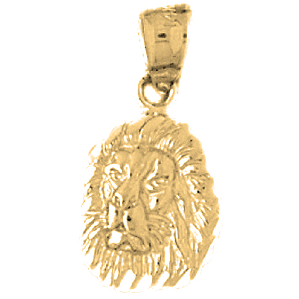 Yellow Gold-plated Silver Lion Head Pendant