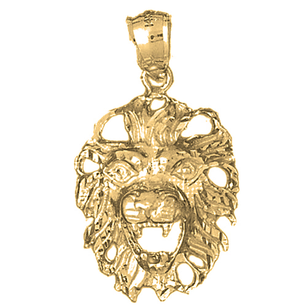 Yellow Gold-plated Silver Lion Head Pendant