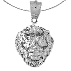 Sterling Silver Lion Head Pendant (Rhodium or Yellow Gold-plated)