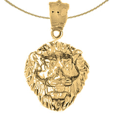 Sterling Silver Lion Head Pendant (Rhodium or Yellow Gold-plated)