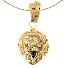 Colgante de cabeza de león de plata de ley (bañado en rodio o oro amarillo)