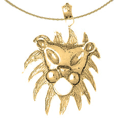 Sterling Silver Lion Head Pendant (Rhodium or Yellow Gold-plated)