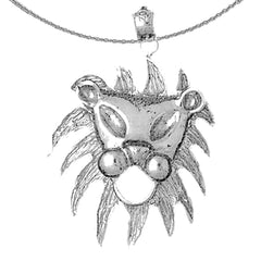 Sterling Silver Lion Head Pendant (Rhodium or Yellow Gold-plated)