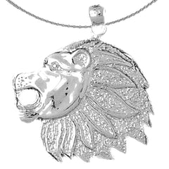 Sterling Silver Lion Head Pendant (Rhodium or Yellow Gold-plated)