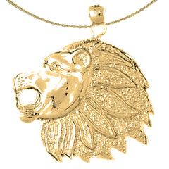 Sterling Silver Lion Head Pendant (Rhodium or Yellow Gold-plated)