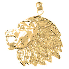 Yellow Gold-plated Silver Lion Head Pendant