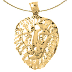 Sterling Silver Lion Head Pendant (Rhodium or Yellow Gold-plated)