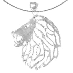 Sterling Silver Lion Head Pendant (Rhodium or Yellow Gold-plated)