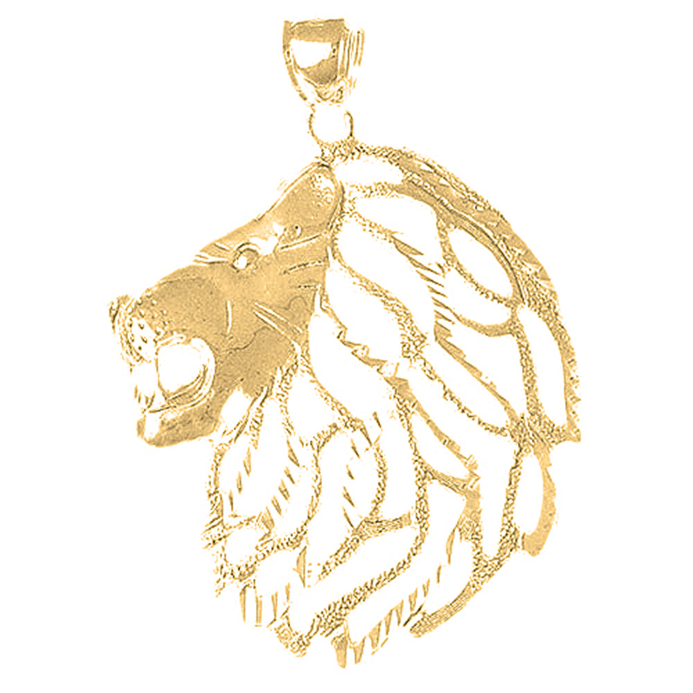 Yellow Gold-plated Silver Lion Head Pendant