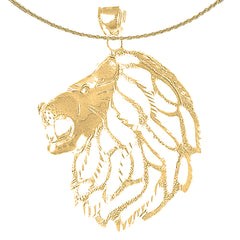 Sterling Silver Lion Head Pendant (Rhodium or Yellow Gold-plated)