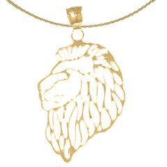 Sterling Silver Lion Head Pendant (Rhodium or Yellow Gold-plated)