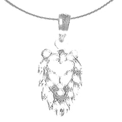 Colgante de cabeza de león de plata de ley (bañado en rodio o oro amarillo)