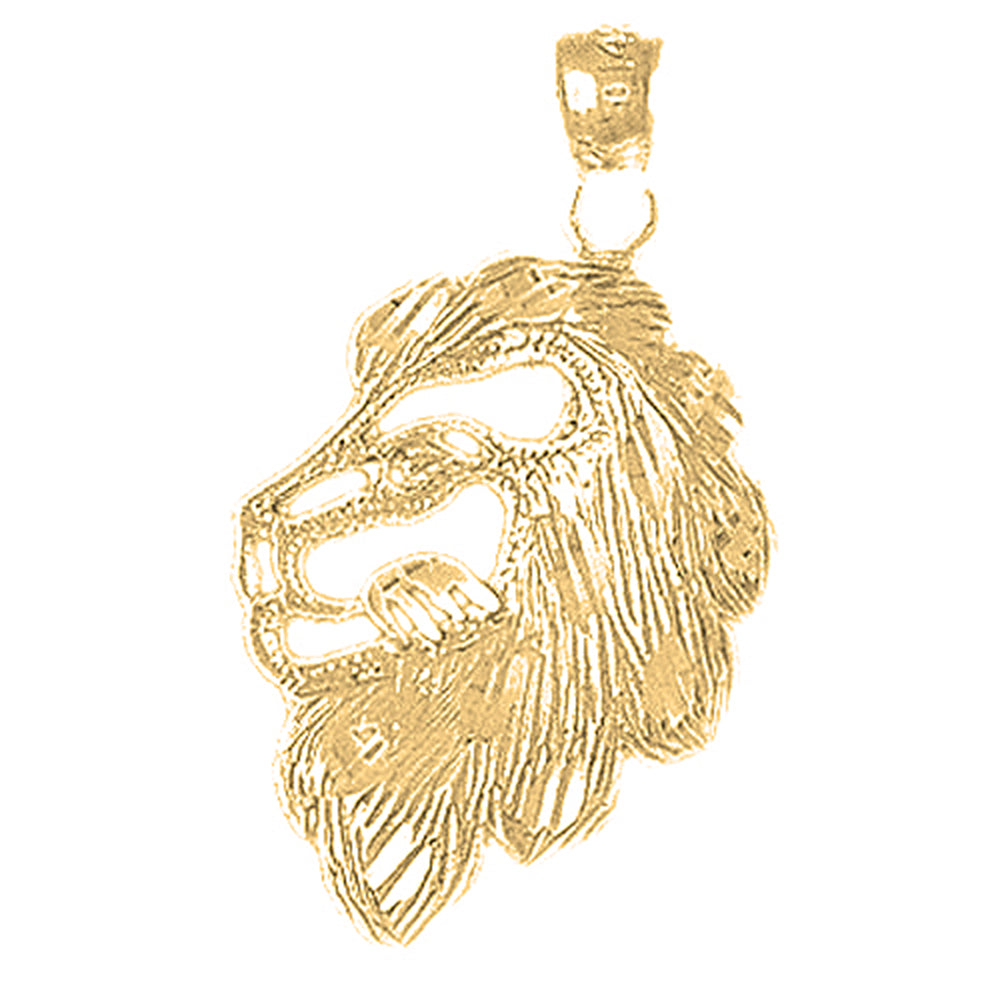 Yellow Gold-plated Silver Lion Head Pendant