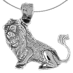 Sterling Silver Lion Pendant (Rhodium or Yellow Gold-plated)