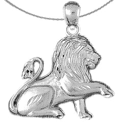 Sterling Silver Lion Pendant (Rhodium or Yellow Gold-plated)