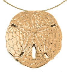 Sterling Silver Reversible Sand Dollar Pendant (Rhodium or Yellow Gold-plated)
