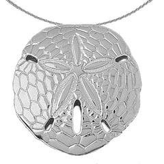 Sterling Silver Reversible Sand Dollar Pendant (Rhodium or Yellow Gold-plated)