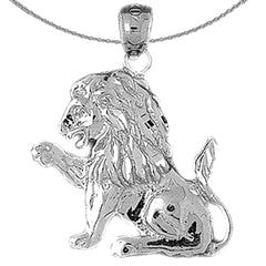 Sterling Silver Lion Pendant (Rhodium or Yellow Gold-plated)