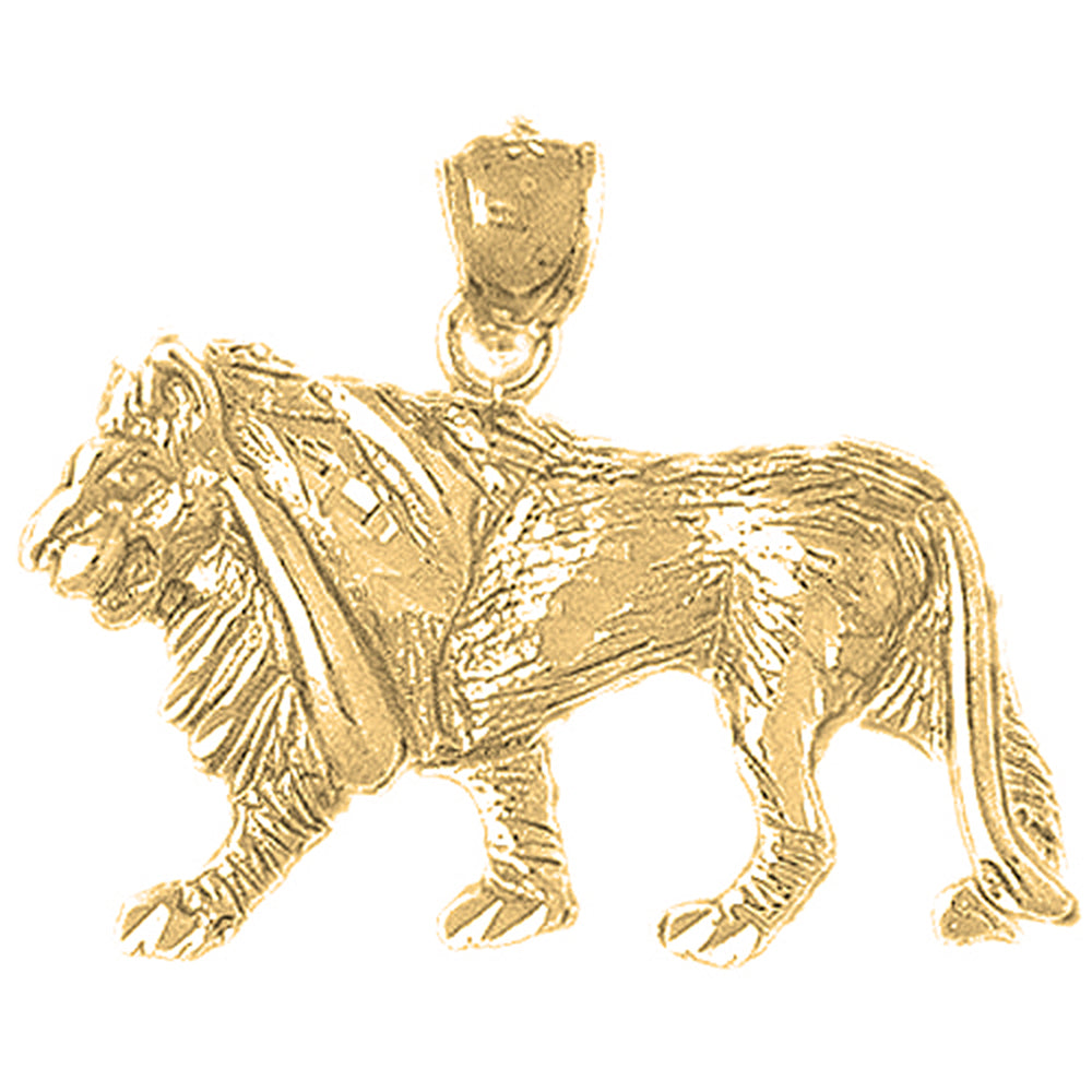 Yellow Gold-plated Silver Lion Pendant