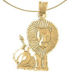 Colgante de león de plata de ley (bañado en rodio o oro amarillo)