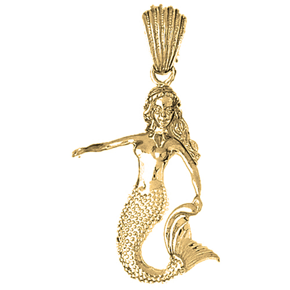Yellow Gold-plated Silver Mermaid Pendant