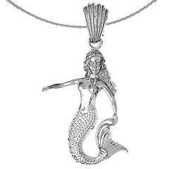 Sterling Silver Mermaid Pendant (Rhodium or Yellow Gold-plated)
