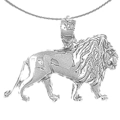 Sterling Silver Lion Pendant (Rhodium or Yellow Gold-plated)