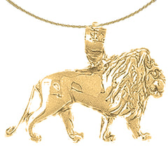 Sterling Silver Lion Pendant (Rhodium or Yellow Gold-plated)