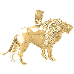 Yellow Gold-plated Silver Lion Pendant