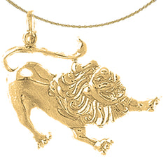 Sterling Silver Lion Pendant (Rhodium or Yellow Gold-plated)