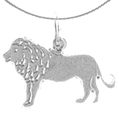 Sterling Silver Lion Pendant (Rhodium or Yellow Gold-plated)