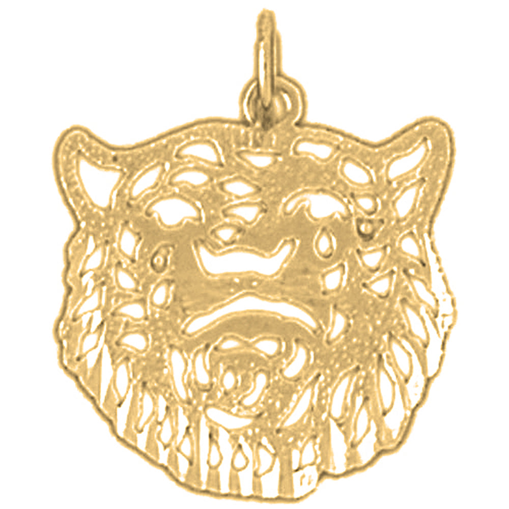 Yellow Gold-plated Silver Tiger Head Pendant