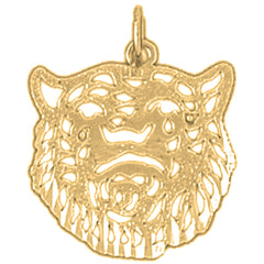 Yellow Gold-plated Silver Tiger Head Pendant