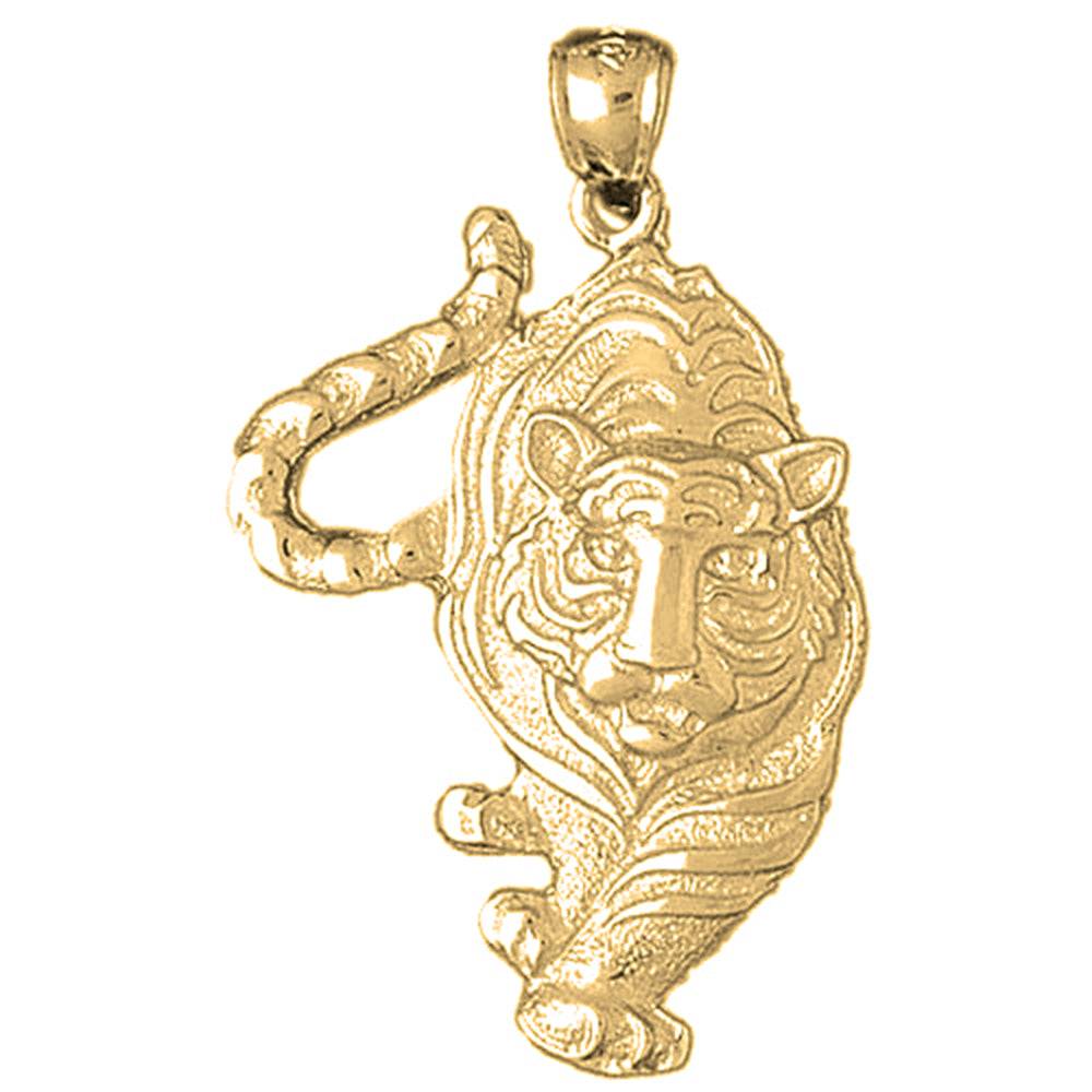 Yellow Gold-plated Silver Tiger Pendant